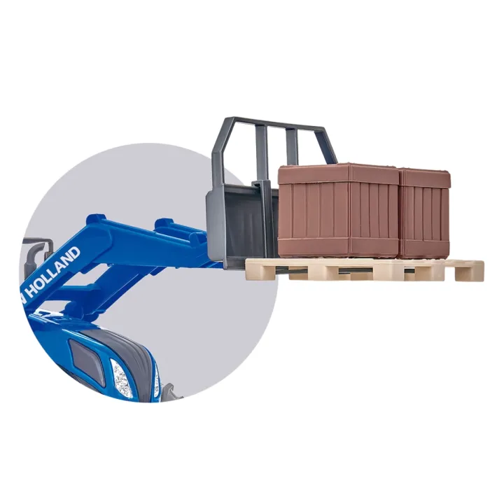 TRATOR NEW HOLLAND T8 C/ EMPILHADEIRA BRINQUEDO 1/30